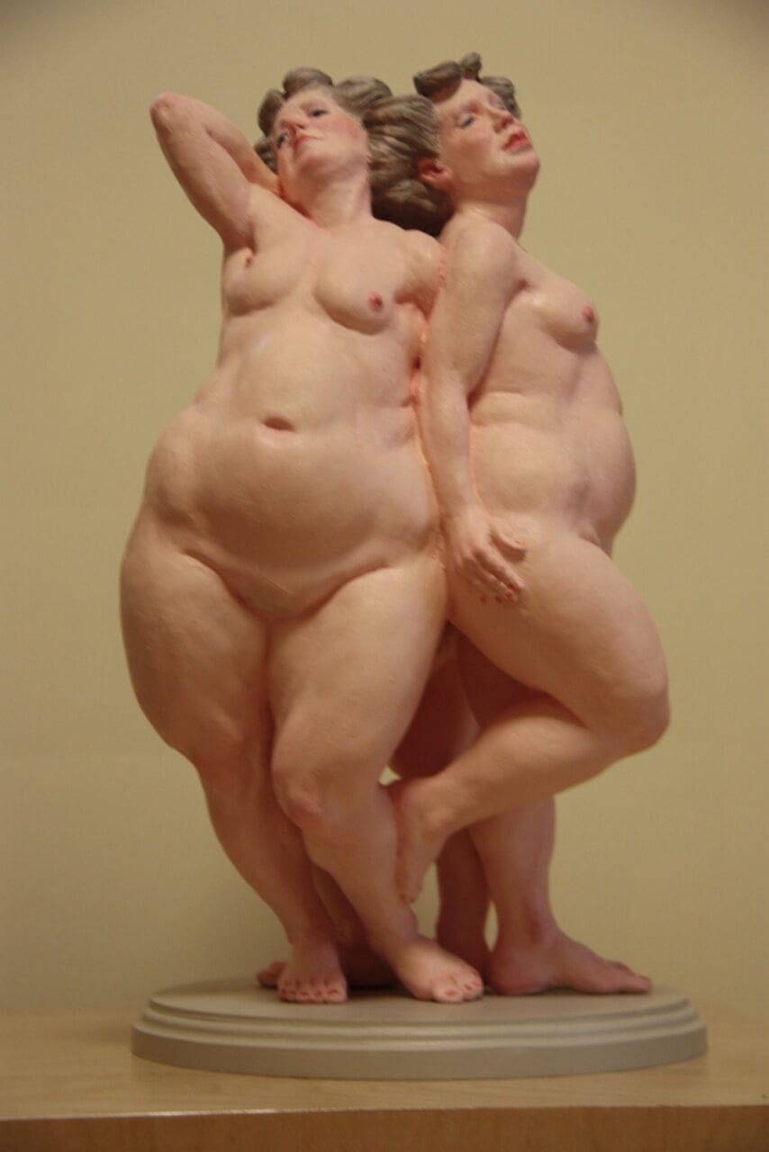 Three Graces (Chubby Nude Women Standing sculpture)