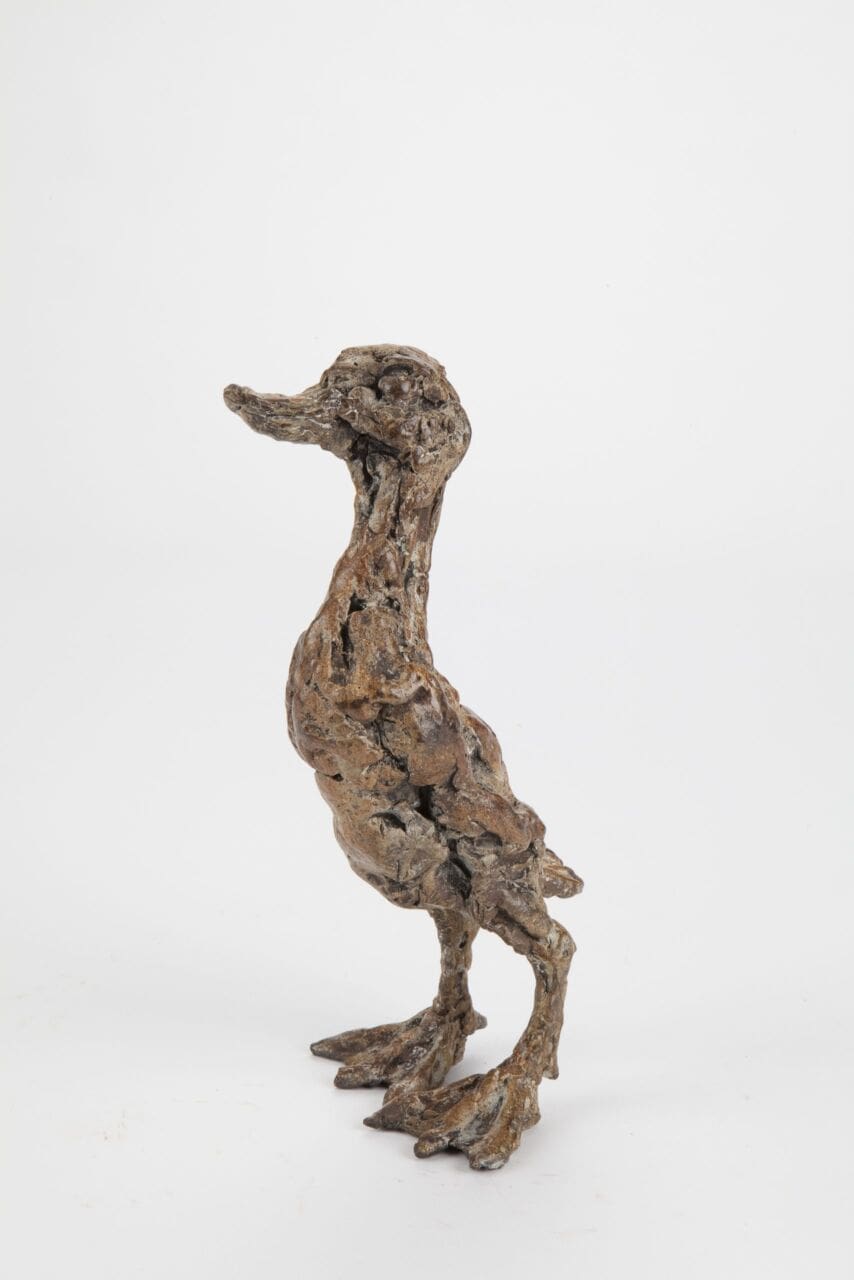 Toddler Chick (Little Bronze Young Duck Bird sculpture)