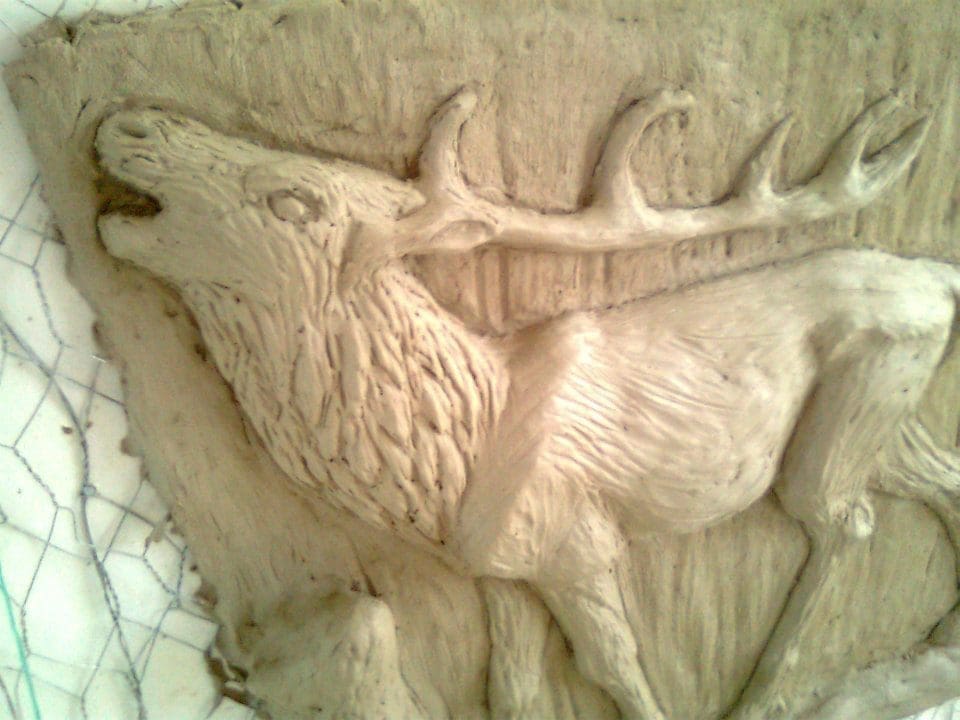 'Stag in Relief' Proud Animal Relief Panel sculpture, - Image 3