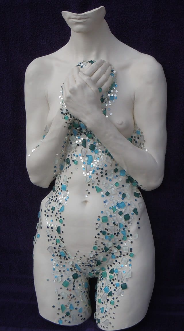 Serenity (Embellished Nude Girl Torso sculpture)