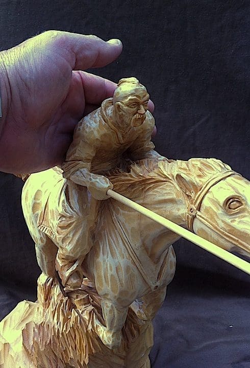 Kozak (Carved Wood Charging Cossack Lancer sculpture)