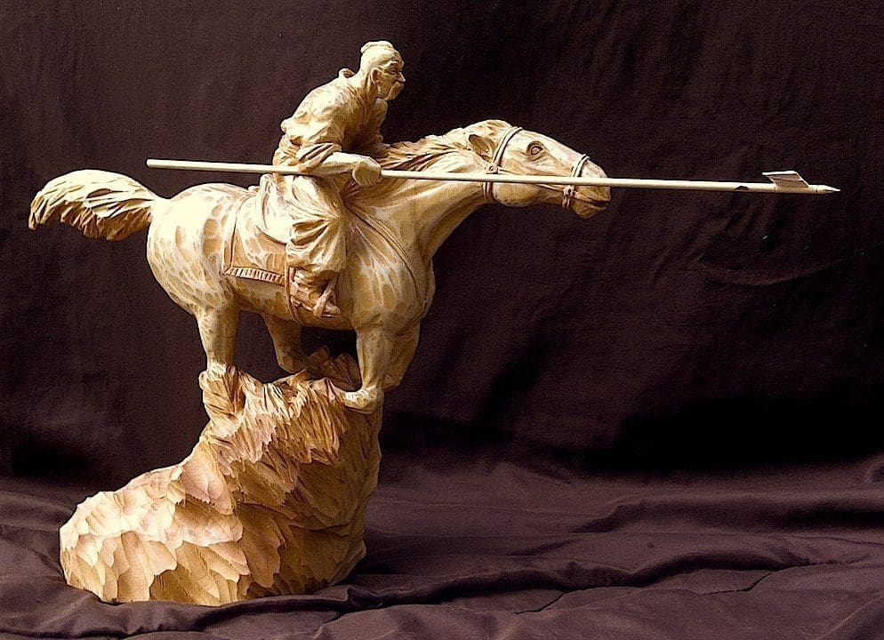 Kozak (Carved Wood Charging Cossack Lancer sculpture) - Image 2