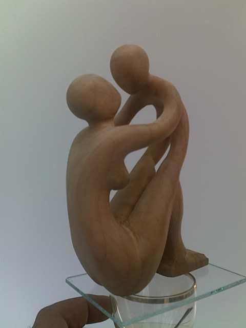 Mother and Child (Small Playful Abstract Wood carving) - Image 5
