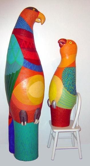 Good Parroting Baby and Mother (Bright sculpture)