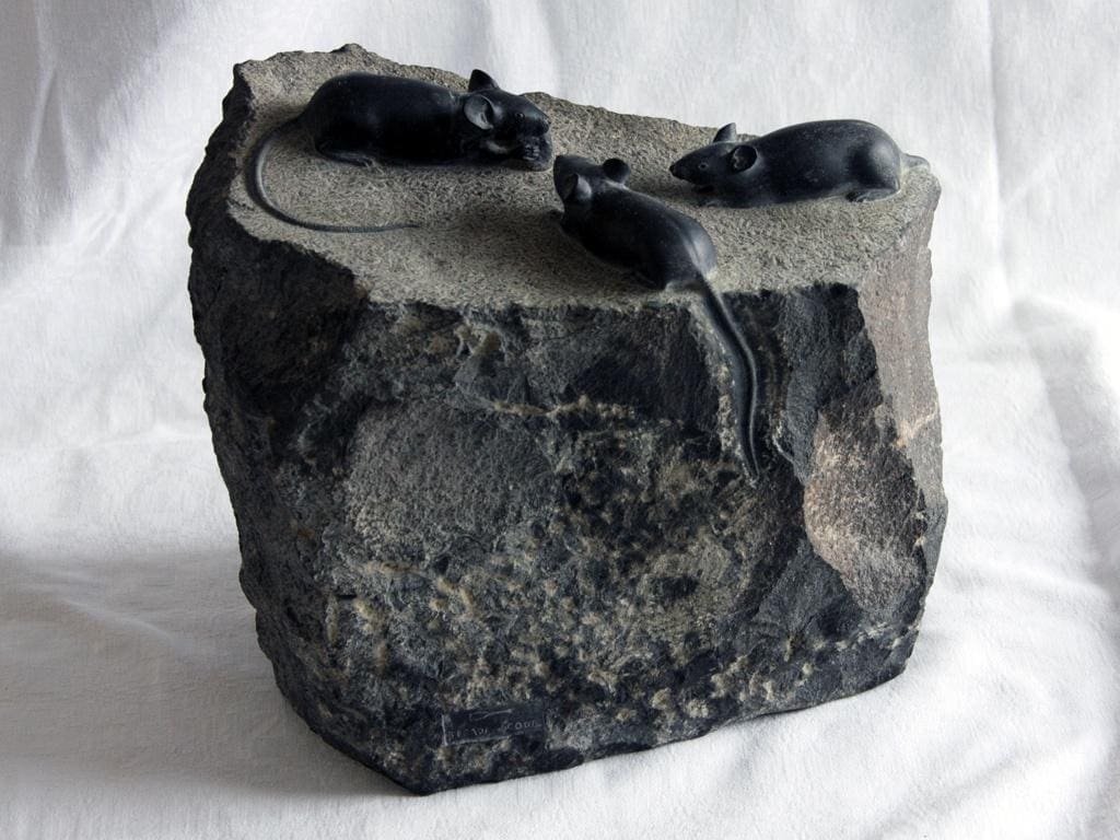 THREE BLIND MICE (Carved stone Indoor sfculptures)