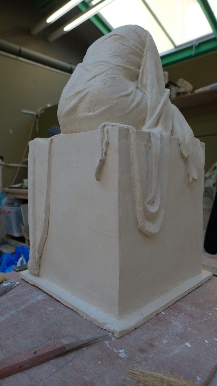 Small Draped Figure (Linen Over Seated Figure statue) - Image 2