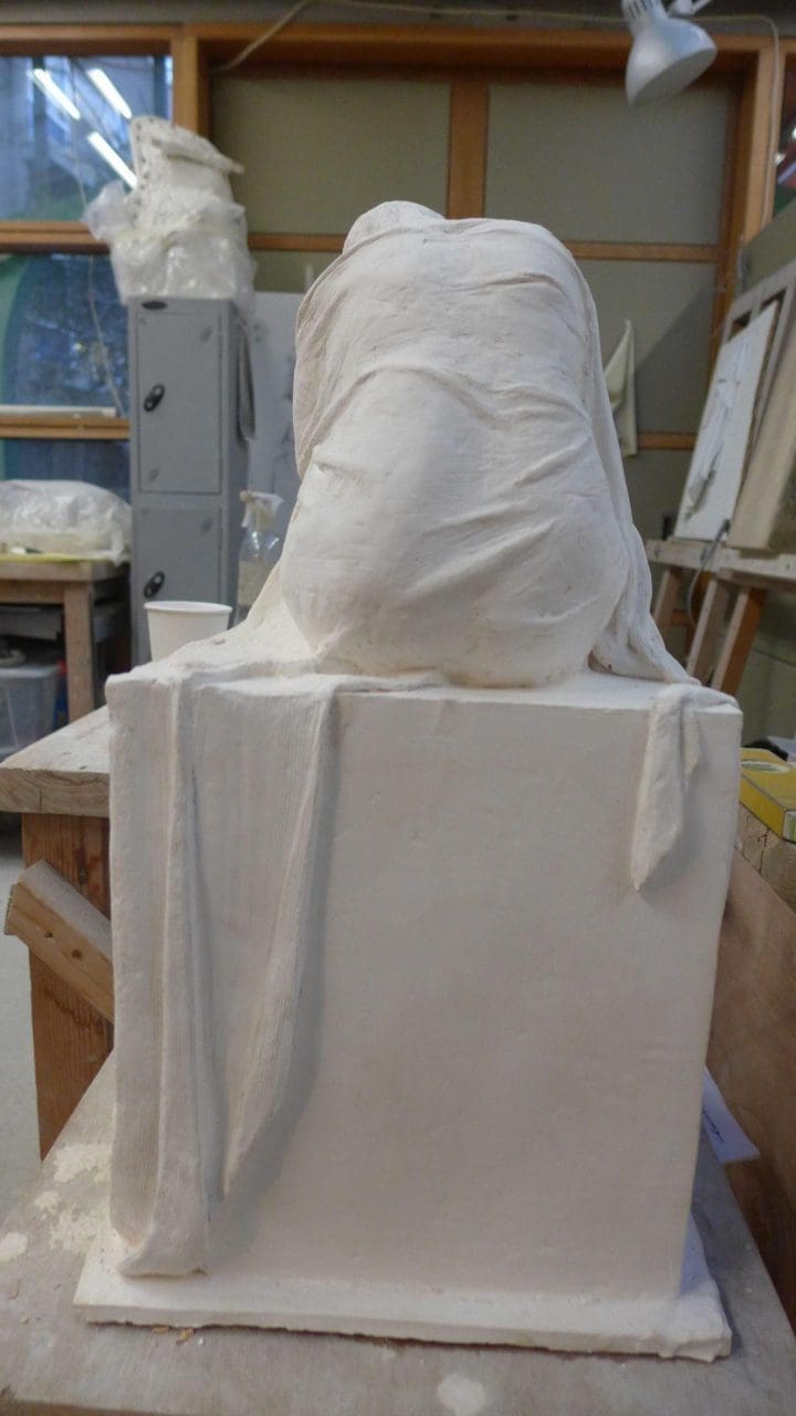 Small Draped Figure (Linen Over Seated Figure statue) - Image 4
