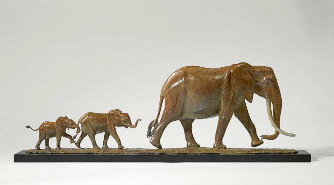 Athena (Matriarch Big Tusker Ele and Calves sculpture)