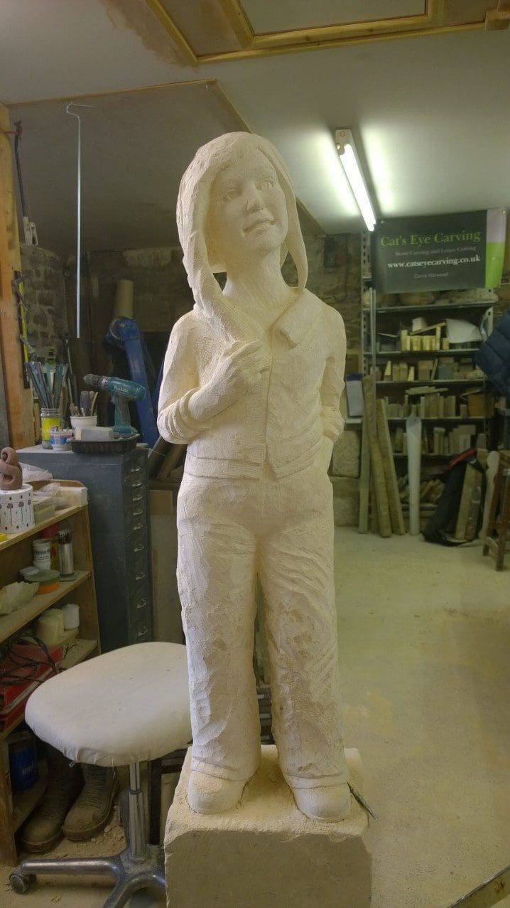 What`s the question? (Standing School Girl sculpture)