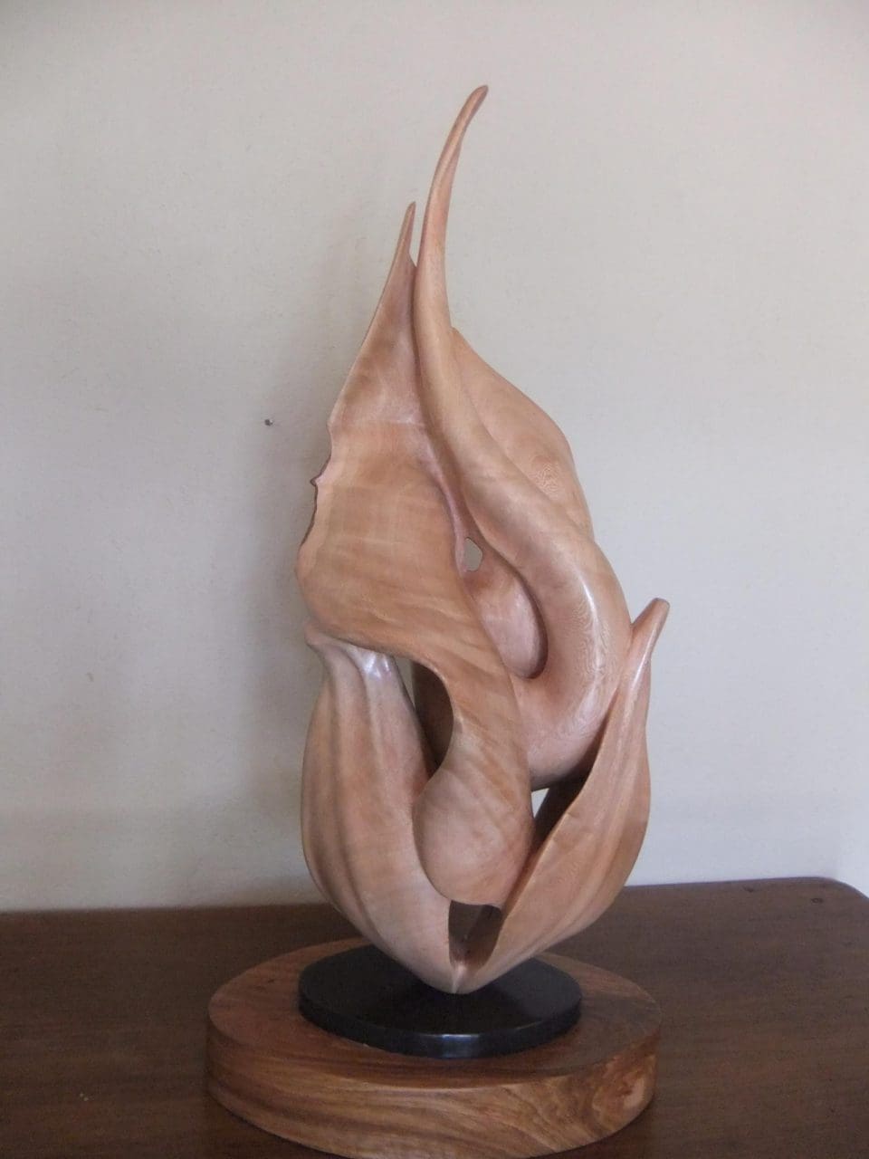 Sprouting Love (Abstract Modern Carved Wood statue) - Image 2