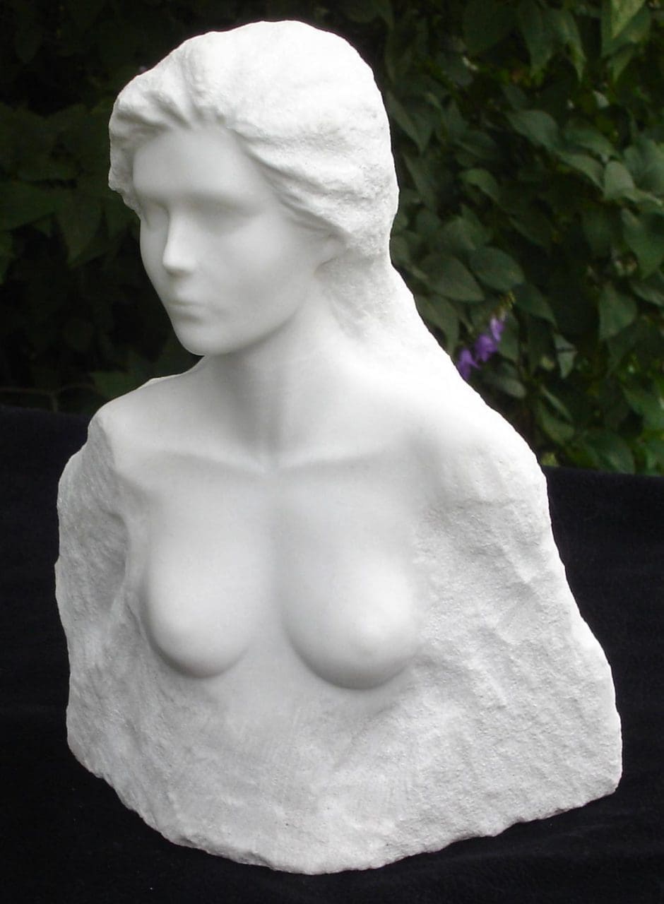 Emerging Form (Carved marble Girl`s Head statue)