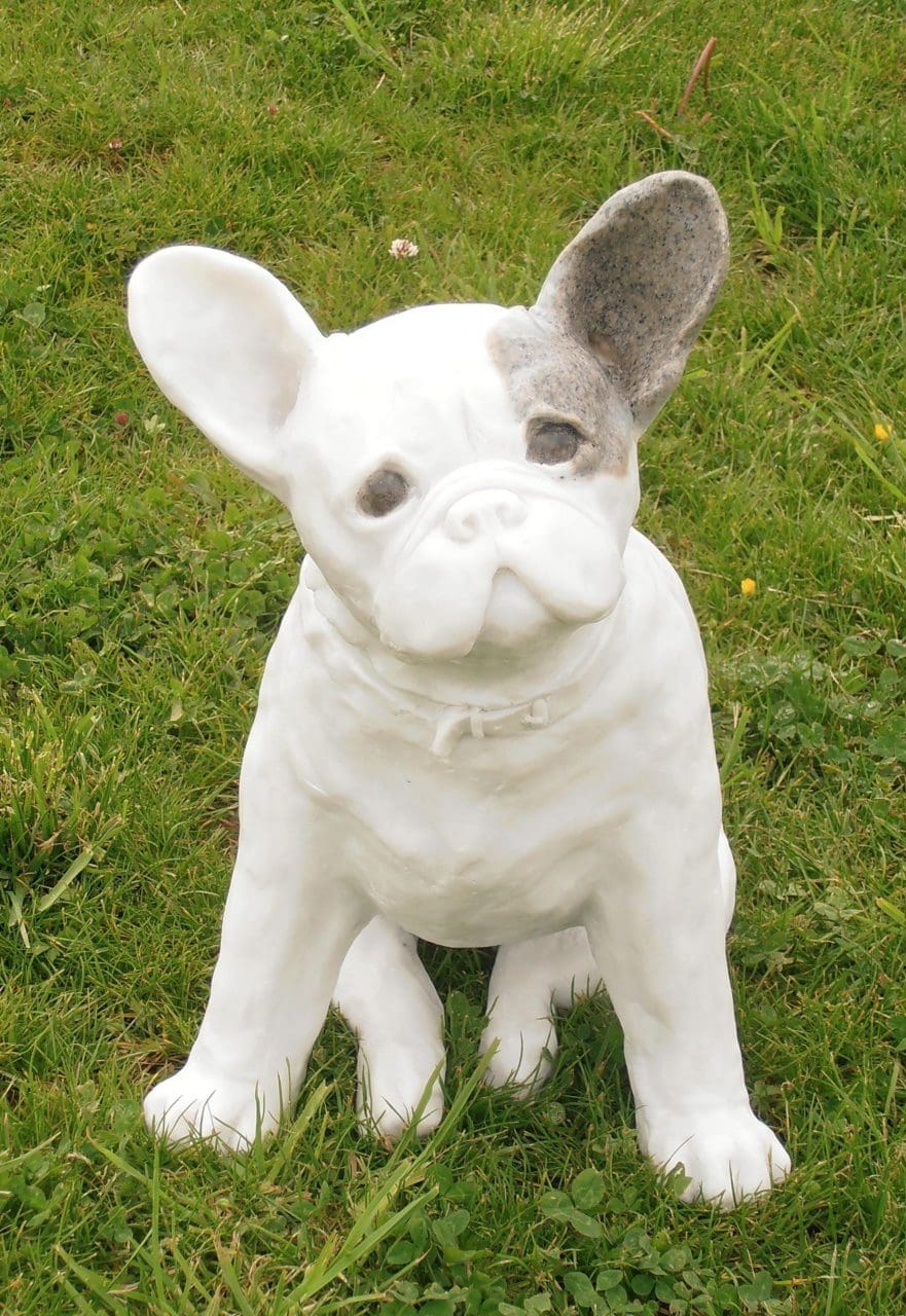 French Bull Dog (Lifelike Dog Seated Stone Statue)