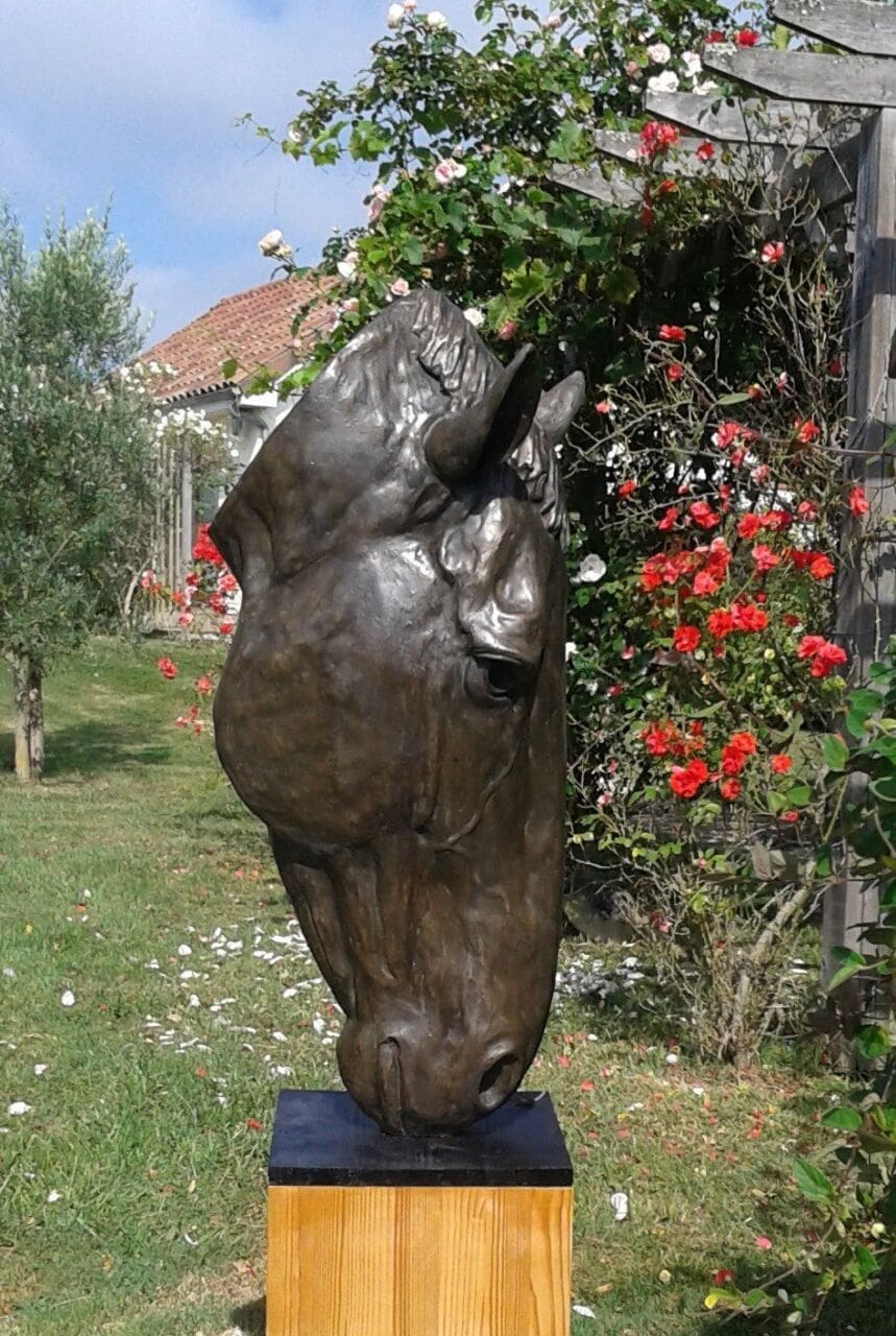 On the Nose (Lifesize Horse Head Drinking sculpture)