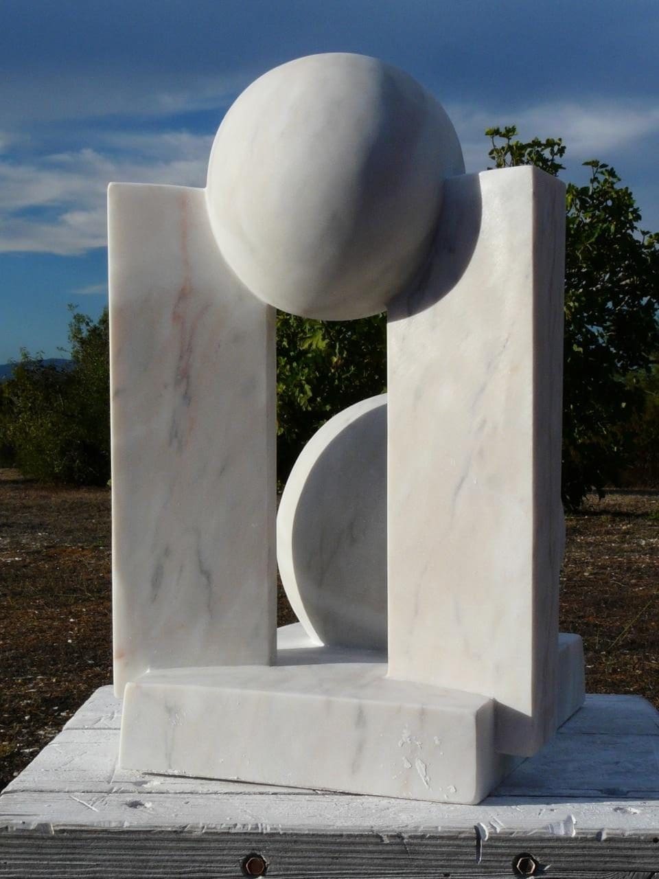 Planet Waves (Small Abstract Sphere Minimalist statue)