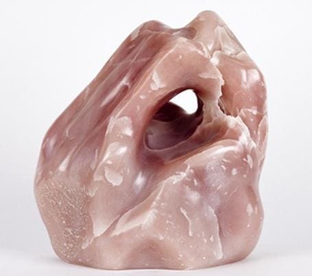 Sharing (Little Carved Pink Soap stone Modern Abstract statue/statuette)