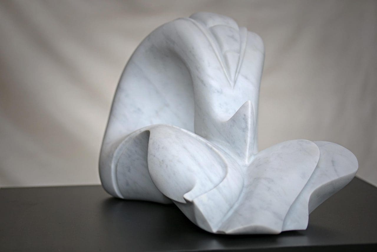 Warrior of light (Contemporary Abstract marble stone Garden sculpture) - Image 4