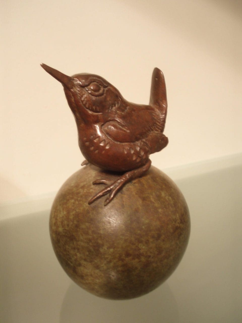 Jenny Wren (Bronze Lifesize Perched Wren statuette)