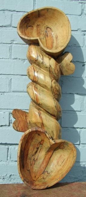 Lovespoons (Modern Carved Wood Snail sculpture)