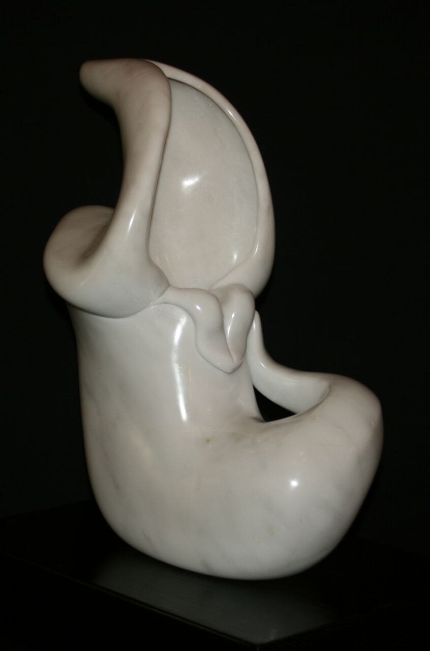 Jade Bloom (Carved Contemporary Flower Bud statue)