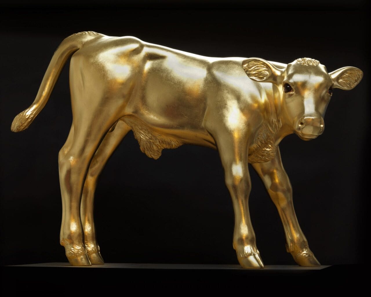 Golden Calf (Gilded Carved Wood Lifesize sculpture)