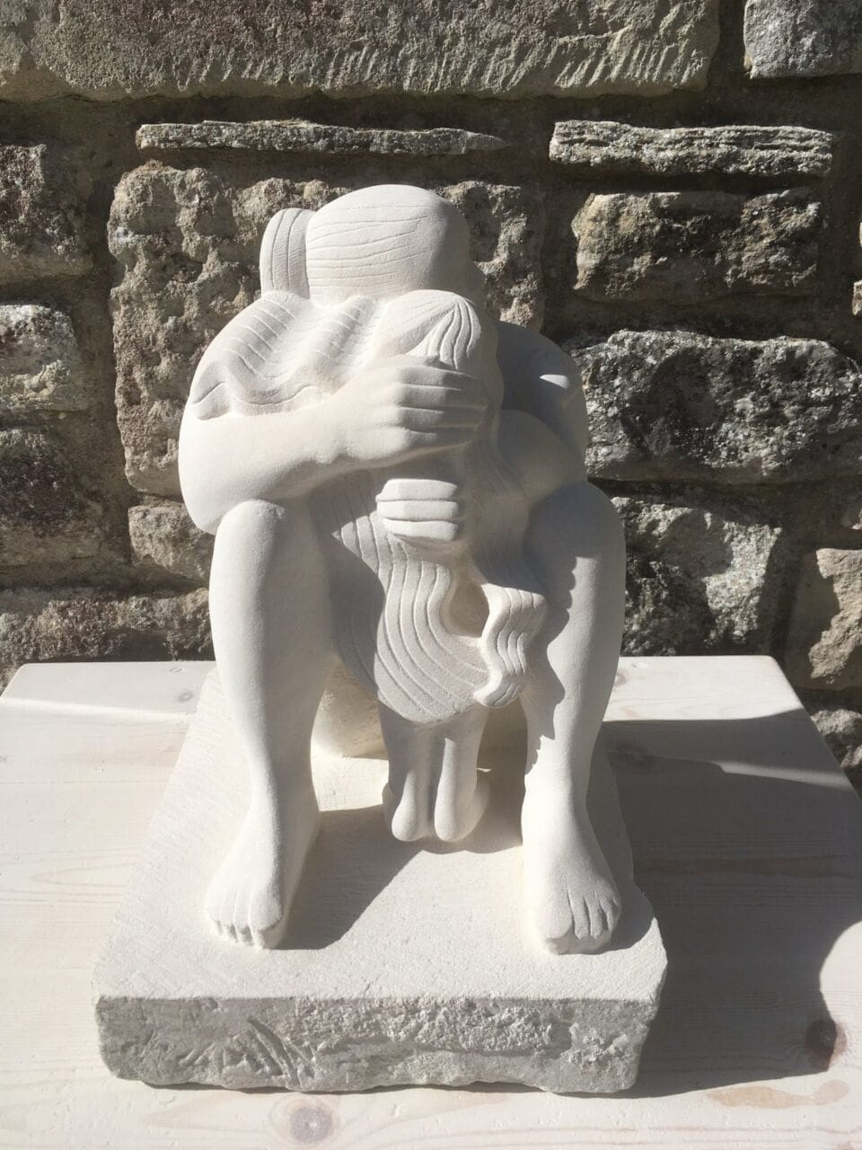 Mother and Child (Carved Stone Maternal Indoor statue)