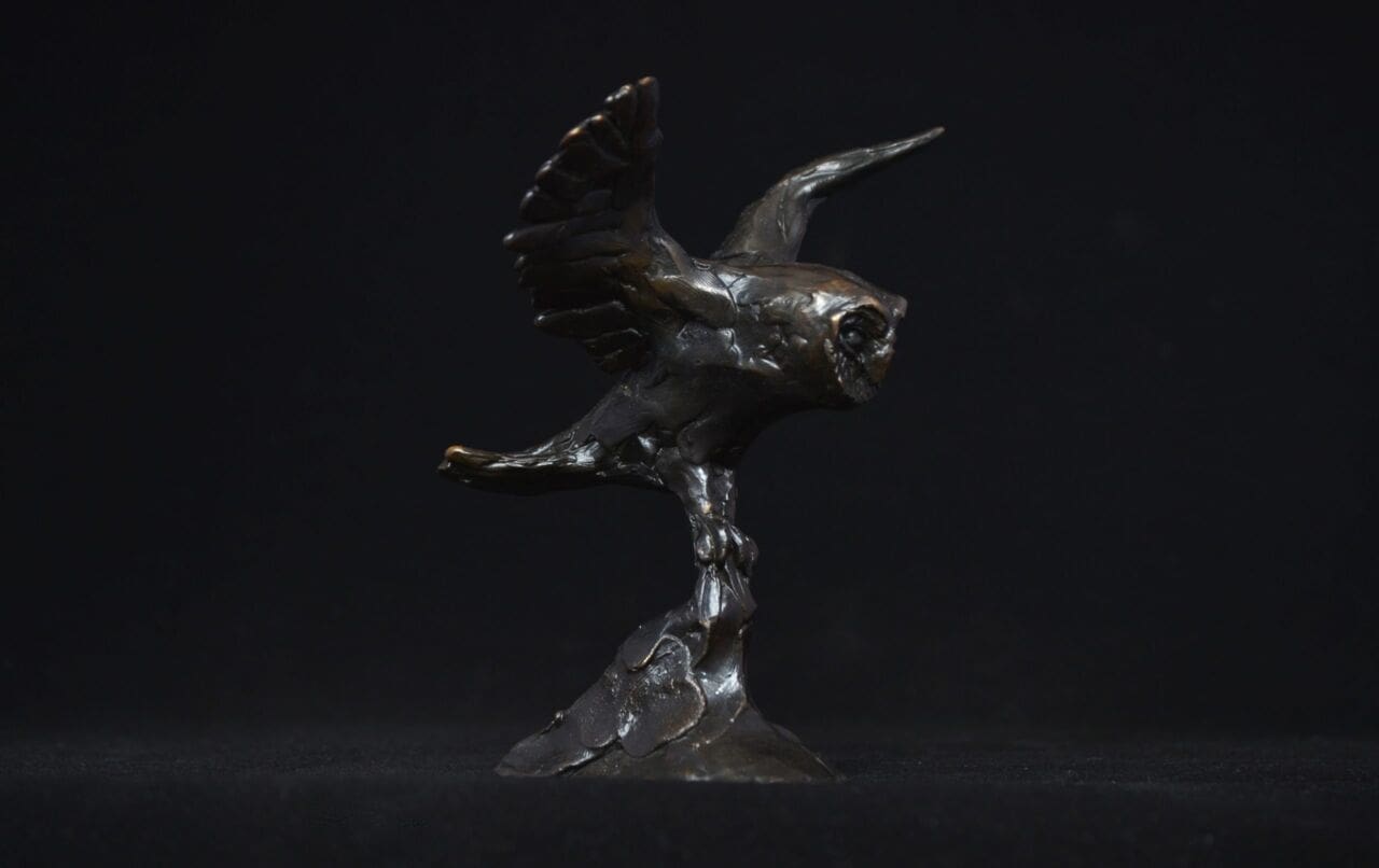 Barn Owl (Small Barn Owl Flying on Wing sculpture)