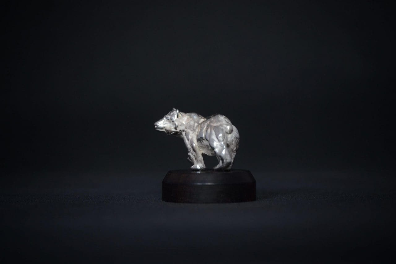ejw Silver Grizzly Bear (Miniature Walking statue)