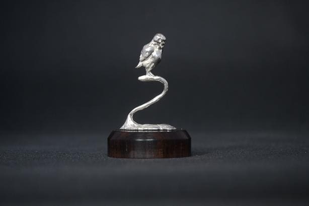 ejw Silver Owl (little Bird of Prey Raptor statues)