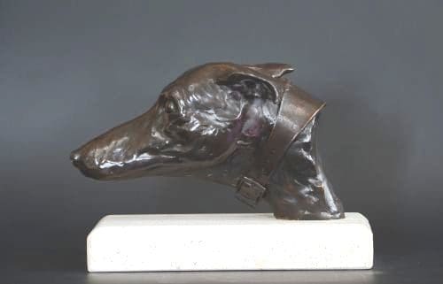 Lurcher Bust (Hunting Hound`s Head sculpture)