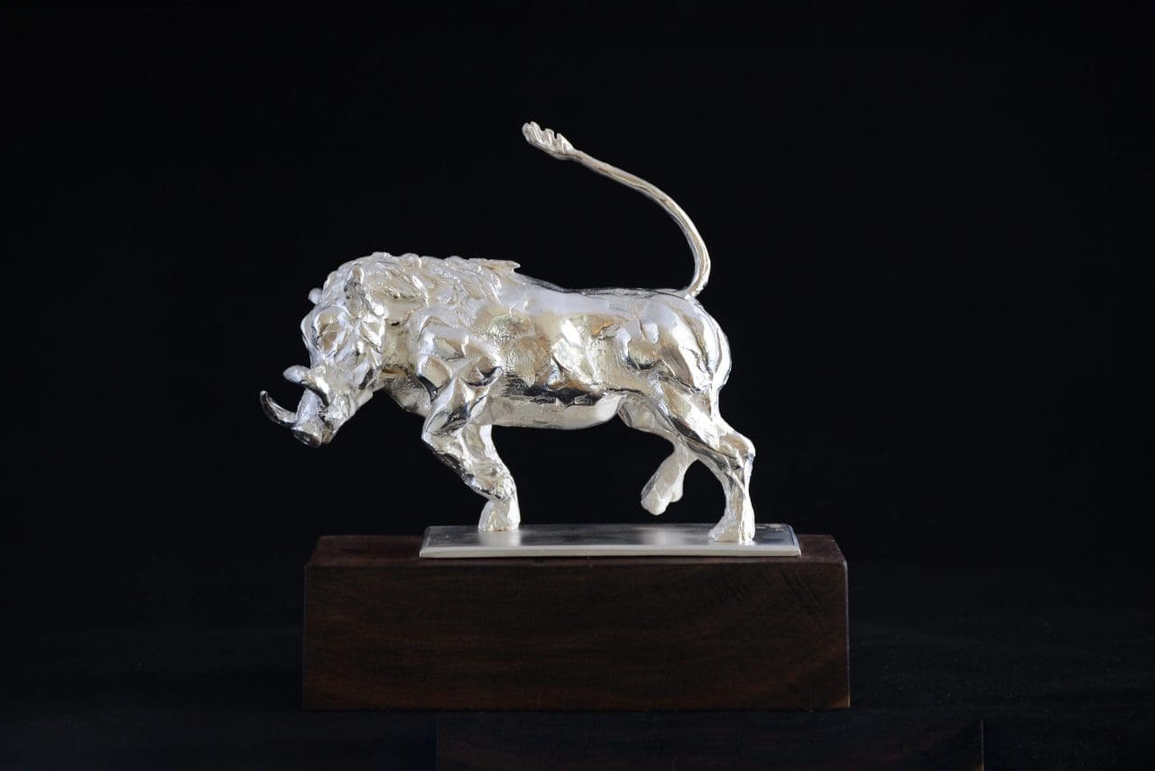 Running Warthog II (Silver Small Charging Boar statues)