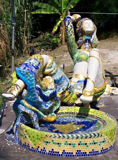 Lady of Air (Large Flamboyant Colourul Mosaic Woman statues)