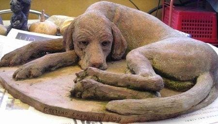 Dog (Dozing Dog Terracotta Sculpture)