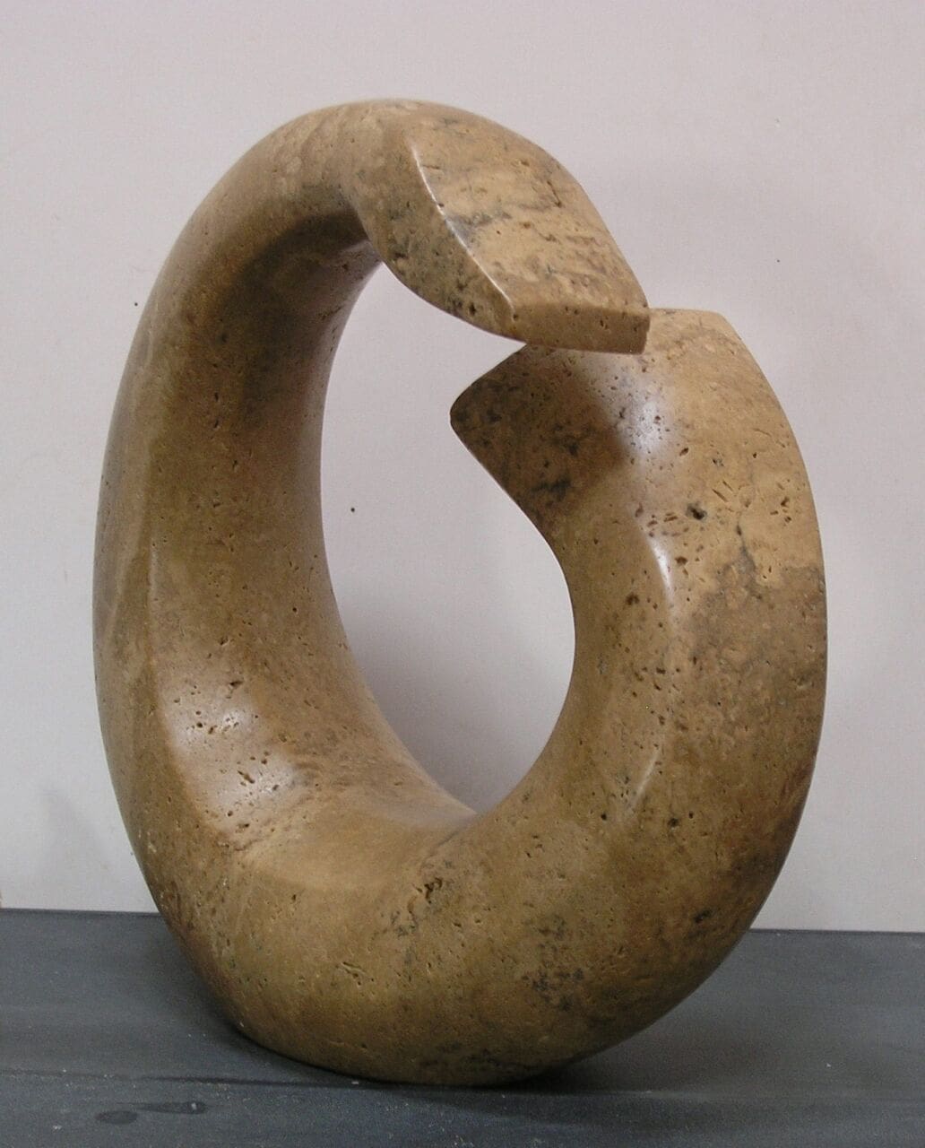 Enso (Small Circular Flourish Carved Stone sculpture) - Image 4