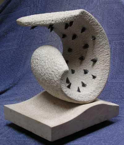 Jezic 1 (Stone and Metal Abstract Curling Wave sculpture)