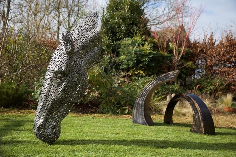 Forever Grazing (Large Horse Head Metal sculpture)