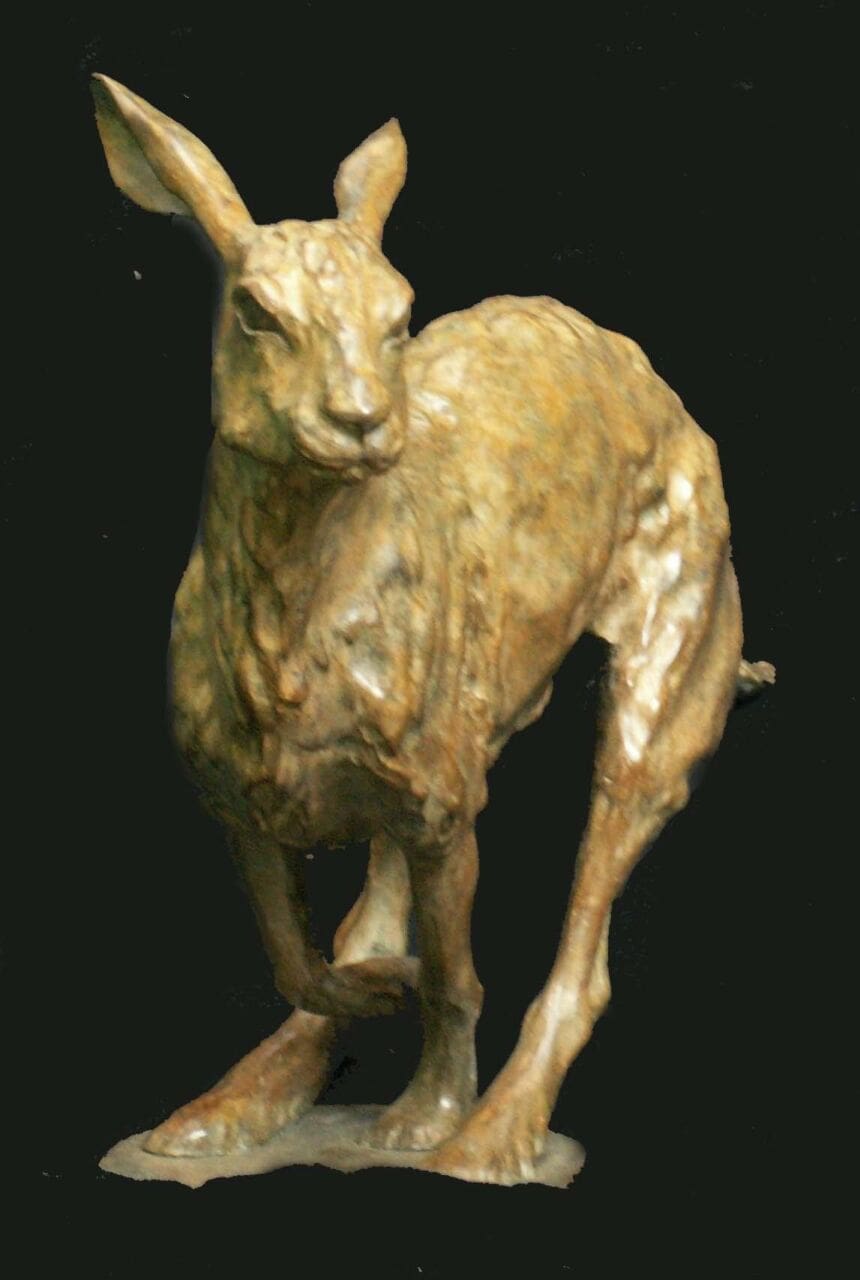 Running Hare (Bronze To Scale Mad March Hare Sculpture)