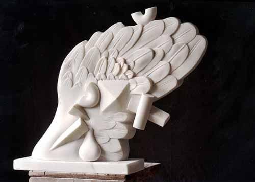 Wing (Carved Stone Abstract Modern Outdoor statue)
