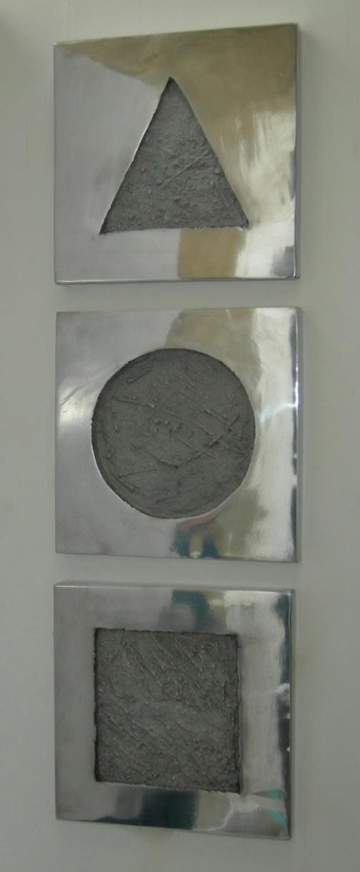 Plane Geometry (Shiny Metal Shapes Bas Relief Plaque)