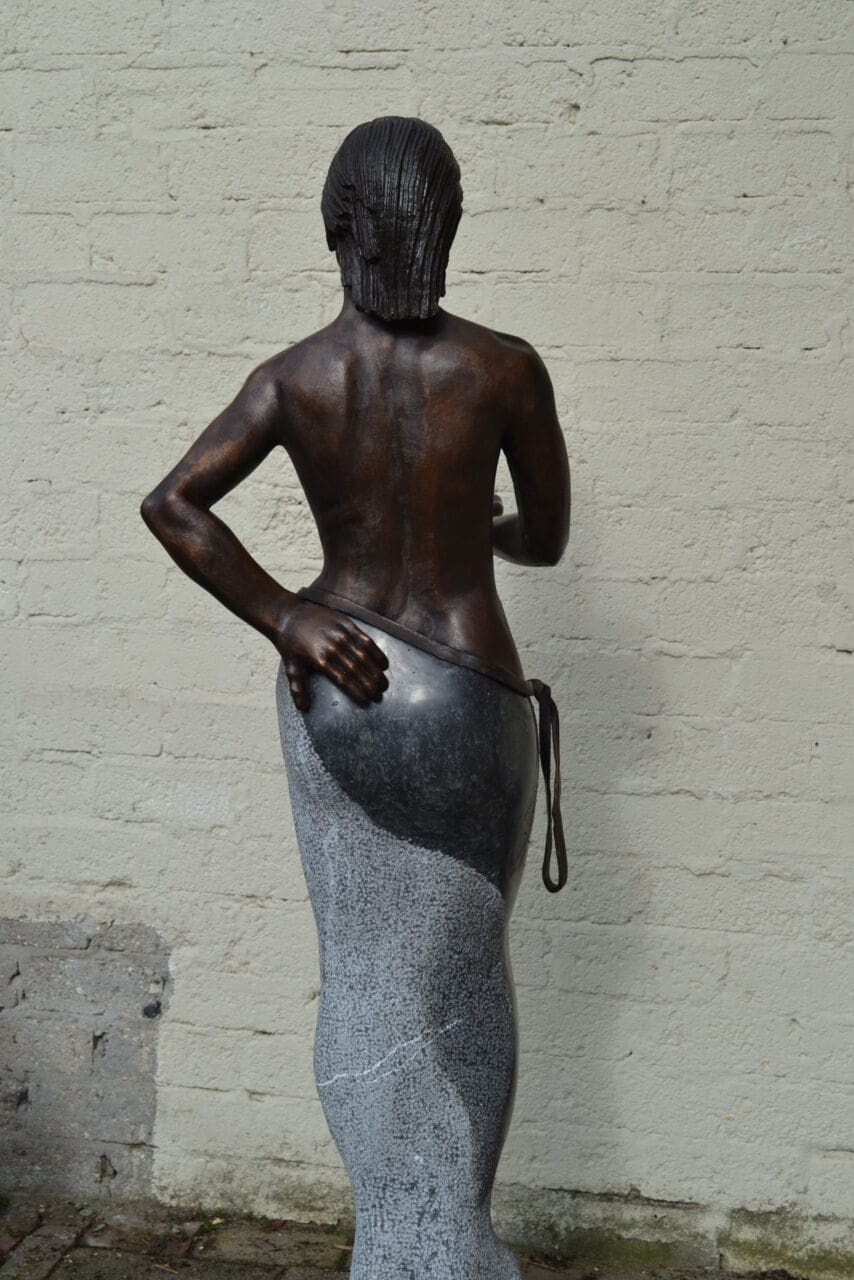 Take or Give (Semi-Naked Female Bronze/Stone Garden sculpture) - Image 4