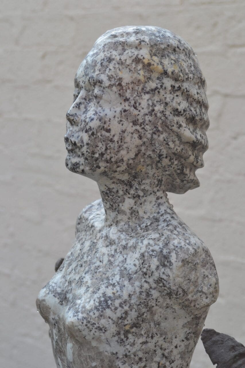 Wind (Unique Naked Granite Girl and Bronze Drapery statue) - Image 3
