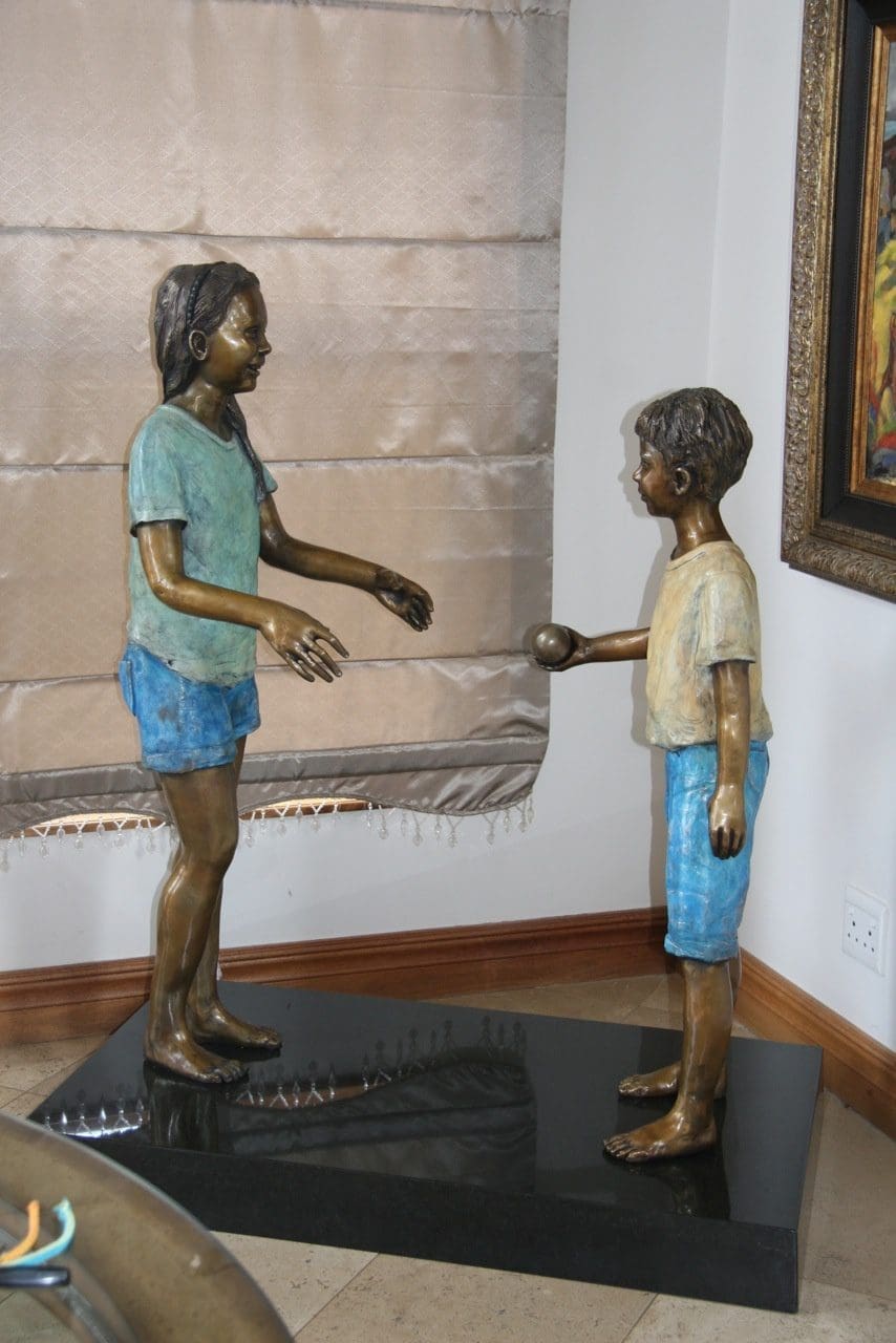 Kirsten and Xander (Boy and Girl Playing Ball sculptures) - Image 2