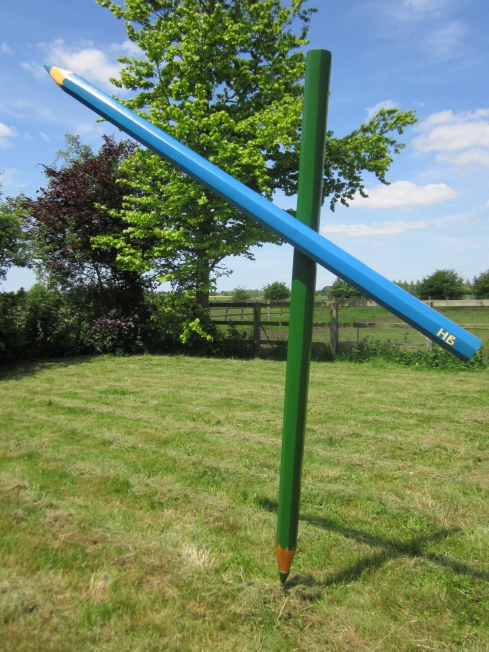 Colouring in Grass and Sky (Big Fun Crayon Lawn statue)