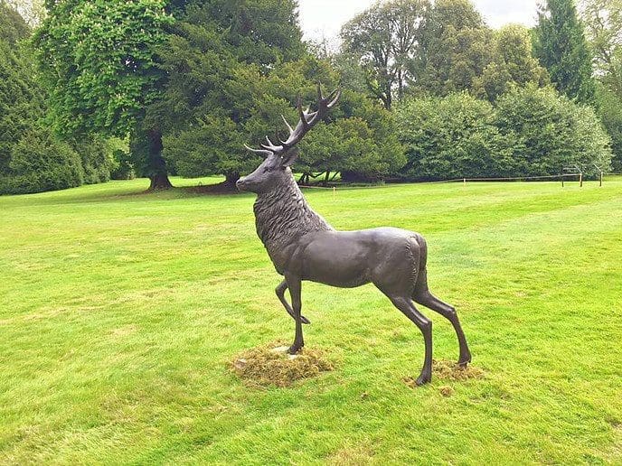Stag (Red Standing Proud Bronze Garden sculpture)