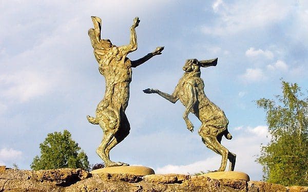 Spar and Buck (Bronze Fighting Hares statue)