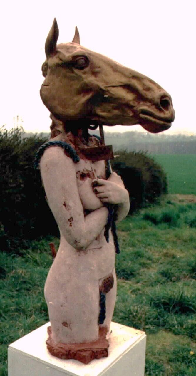 Tearing Down (Contemporary Nude and Horse Head sculpture)