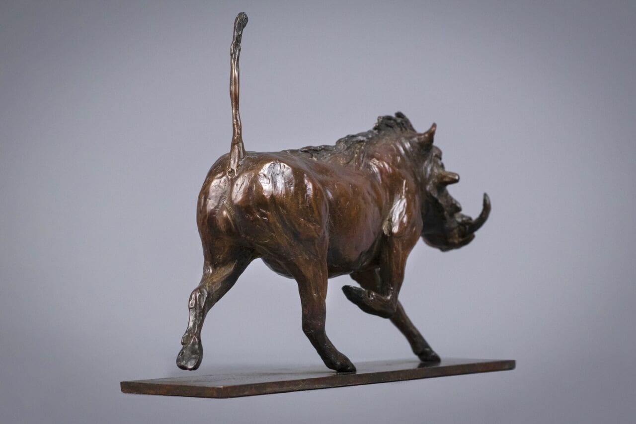 Trotting Warthog (Little Bronze Table Top sculpture) - Image 3