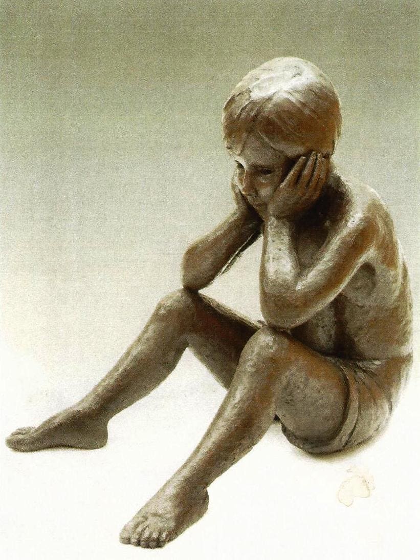 Ben (Young Boy Sitting Thinking Outdoor statue)