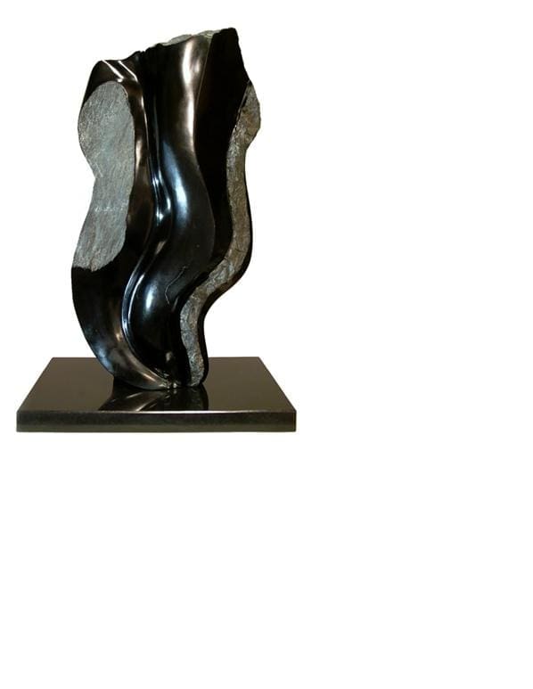Silent Wisdom (Black Modern Carved Polished Stone statue) - Image 2
