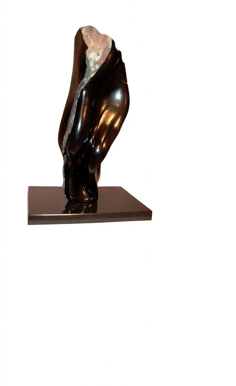 Silent Wisdom (Black Modern Carved Polished Stone statue) - Image 3
