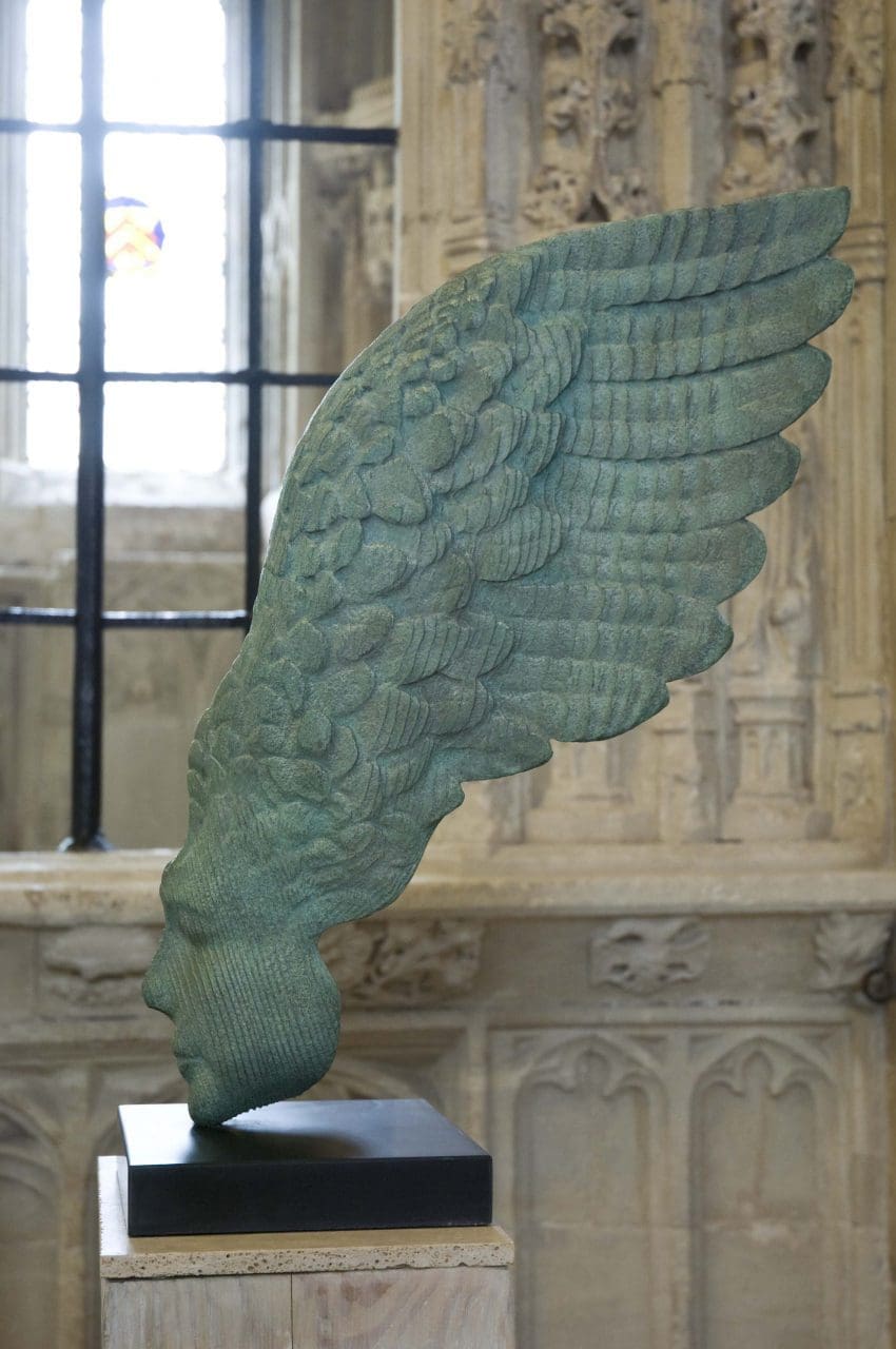 Little Winged Head (Bronze Girl`s Face Wing statue) - Image 2